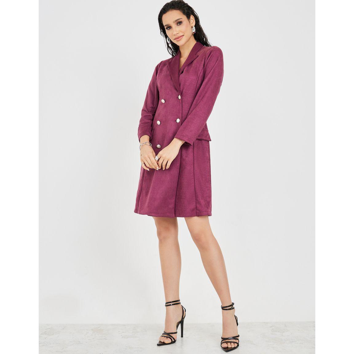 فستان مخمل بطول الركبة وصدر مزدوج-women-clothing-dresses-image-1