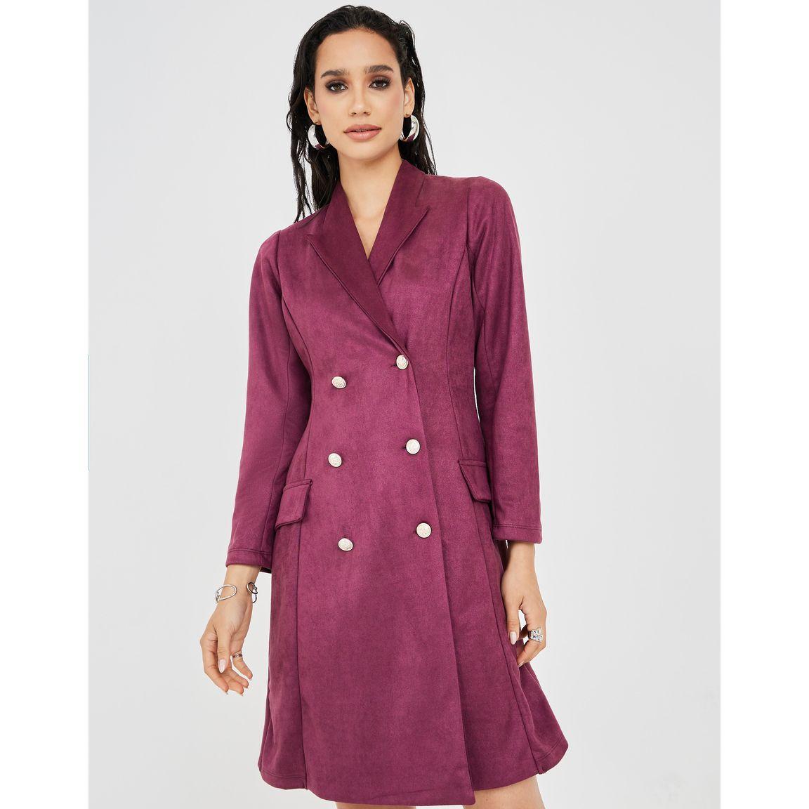 فستان مخمل بطول الركبة وصدر مزدوج-women-clothing-dresses-image-2