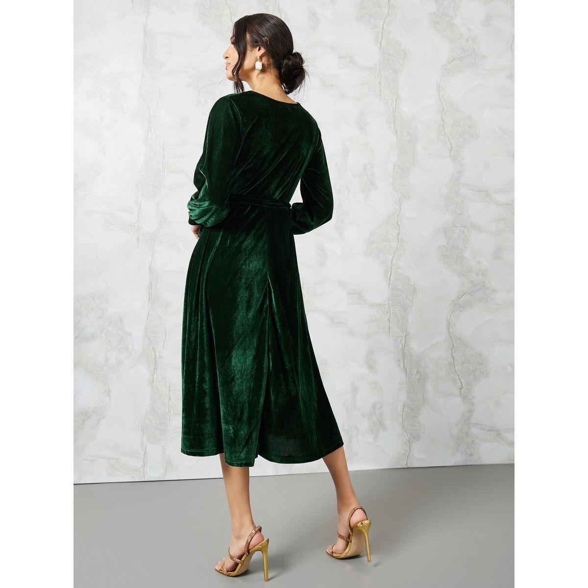 فستان ميدي مخملي مع رباط-women-clothing-dresses-image-4