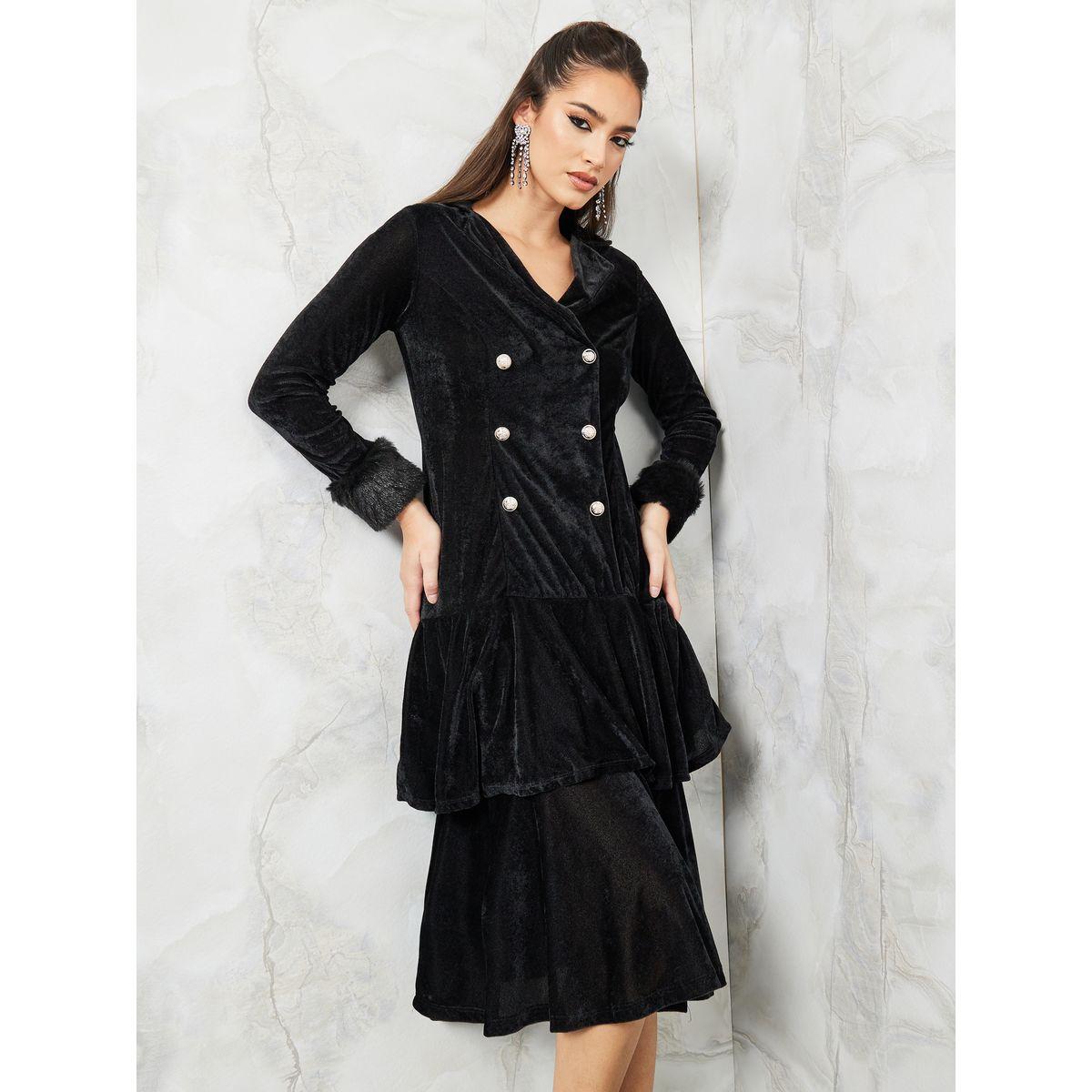 فستان ميدي مخمل مزين بفرو صناعي-women-clothing-dresses-image-2
