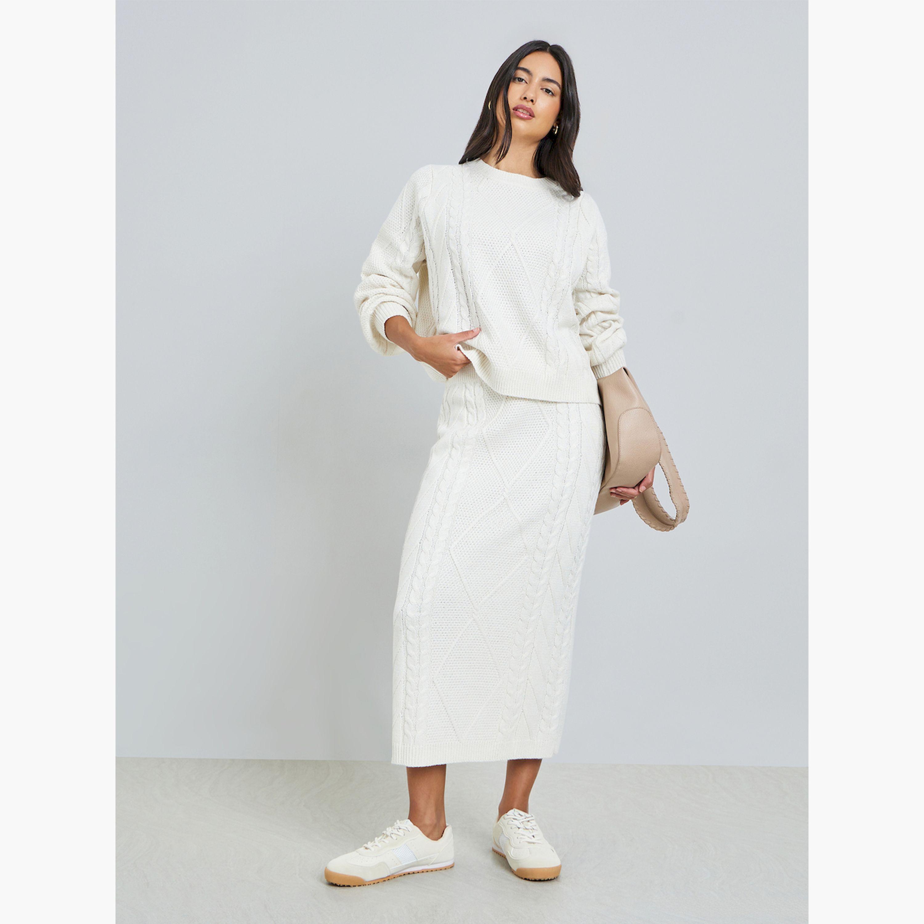 طقم منسق من تنورة وكنزة محبوكة-women-clothing-coordsets-image-1