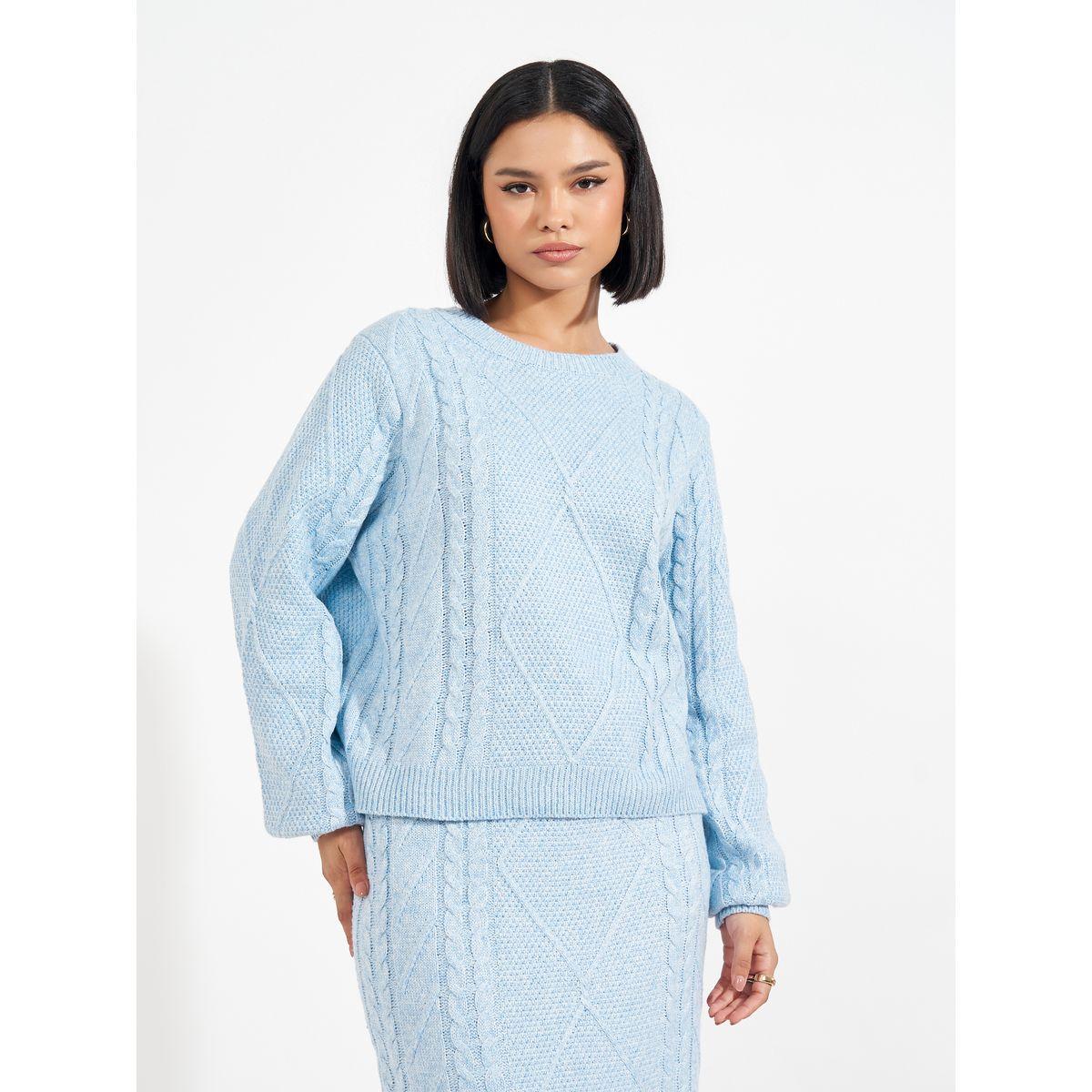 Styli Oversized Cable Knit Sweater & Midi Skirt Co-Ords-women-clothing-coordsets-image-3