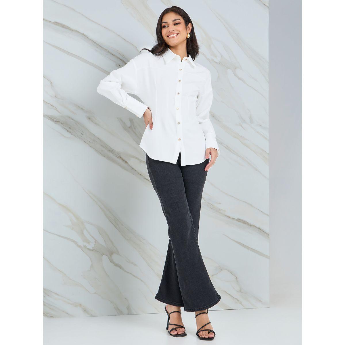 Styli Twill Longline Shirt with Tapered Waist Detail-women-clothing-shirtsandblouses-shirts-image-2