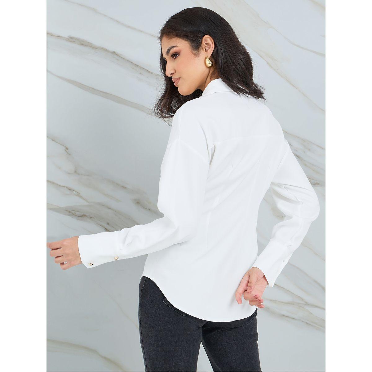 Styli Twill Longline Shirt with Tapered Waist Detail-women-clothing-shirtsandblouses-shirts-image-4