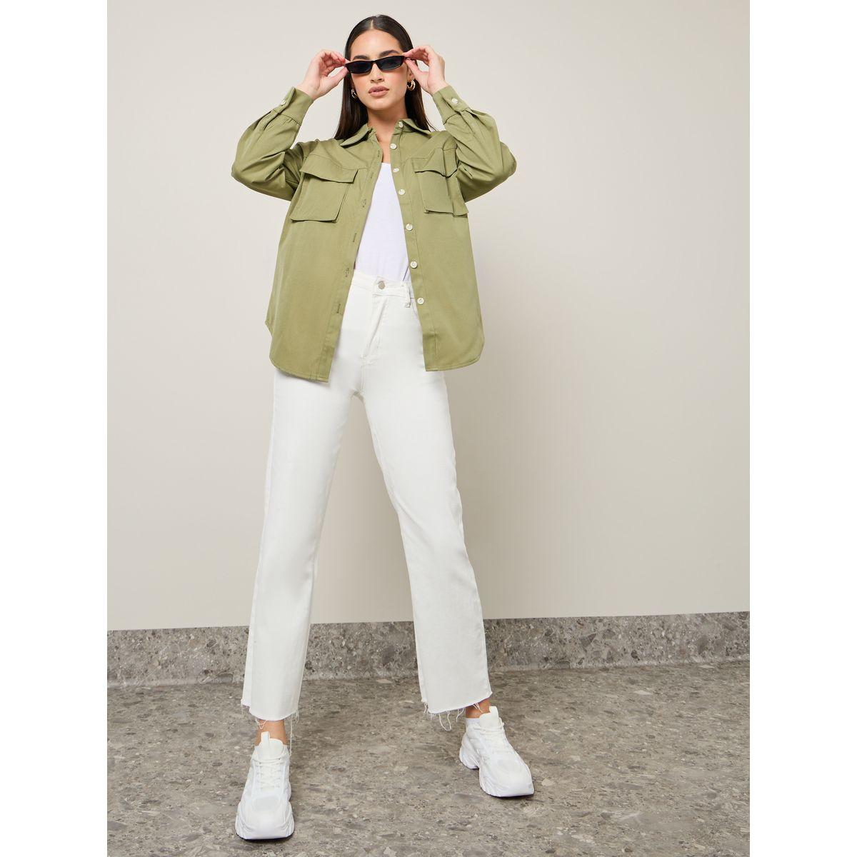 Styli Solid Oversized Longline Shirt with Flap Pocket-women-clothing-shirtsandblouses-shirts-image-2