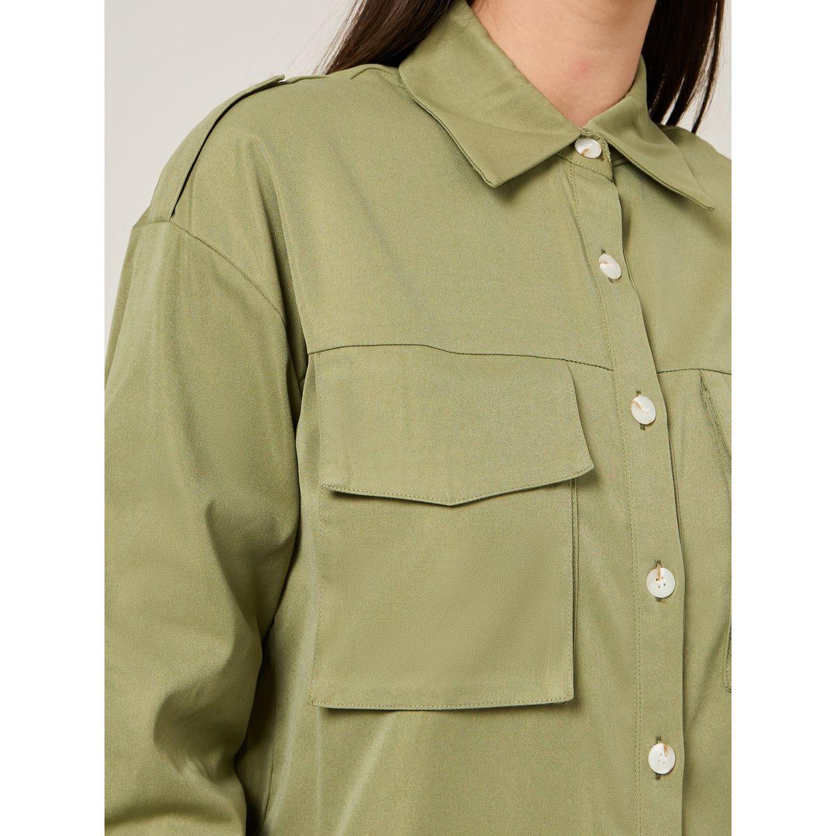 Styli Solid Oversized Longline Shirt with Flap Pocket-women-clothing-shirtsandblouses-shirts-image-4