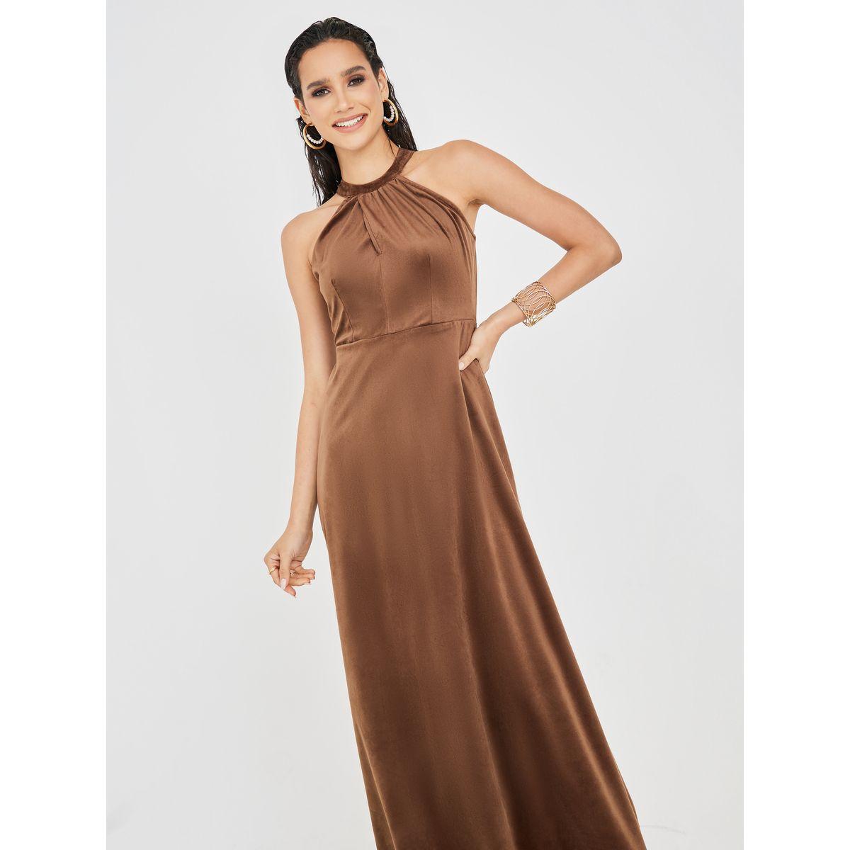 Styli Velvet Halter Neck A-Line Maxi Dress-women-clothing-dresses-image-2