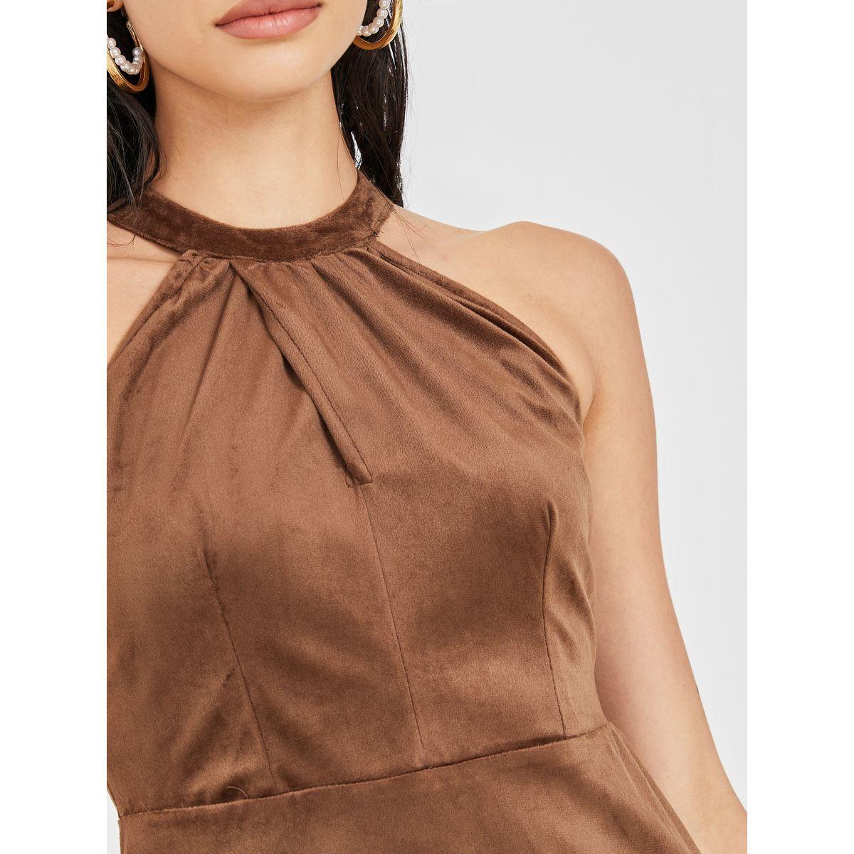 Styli Velvet Halter Neck A-Line Maxi Dress-women-clothing-dresses-image-3