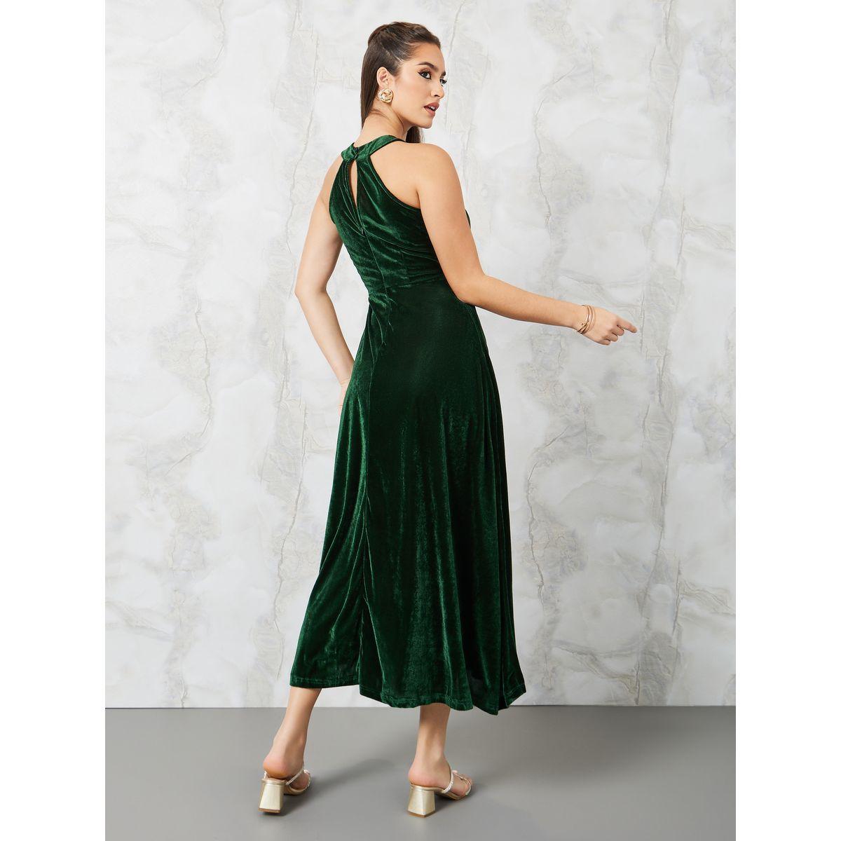 Styli Velvet Halter Neck A-Line Maxi Dress-women-clothing-dresses-image-4