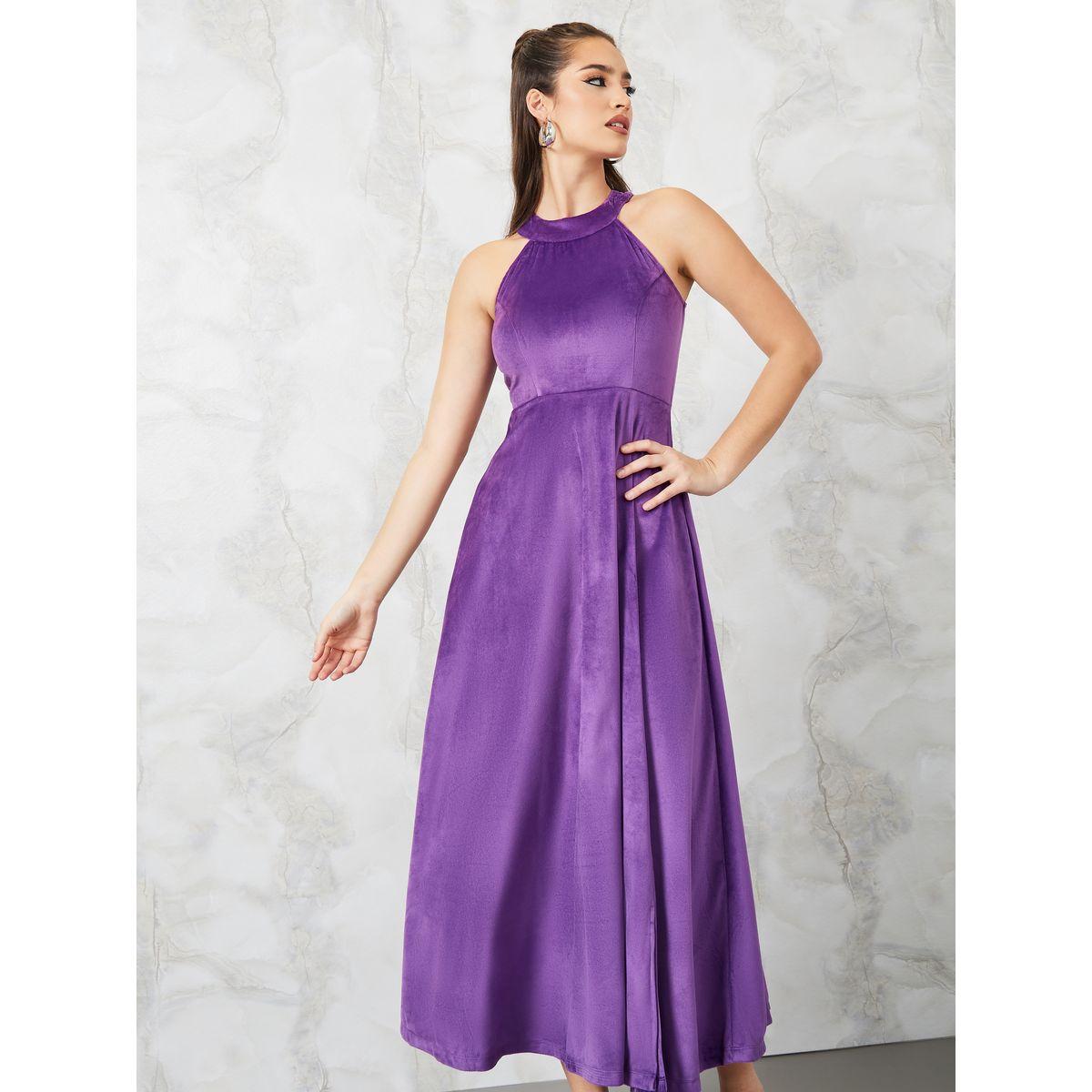 فستان طويل مخمل بياقة هولتر-women-clothing-dresses-image-2