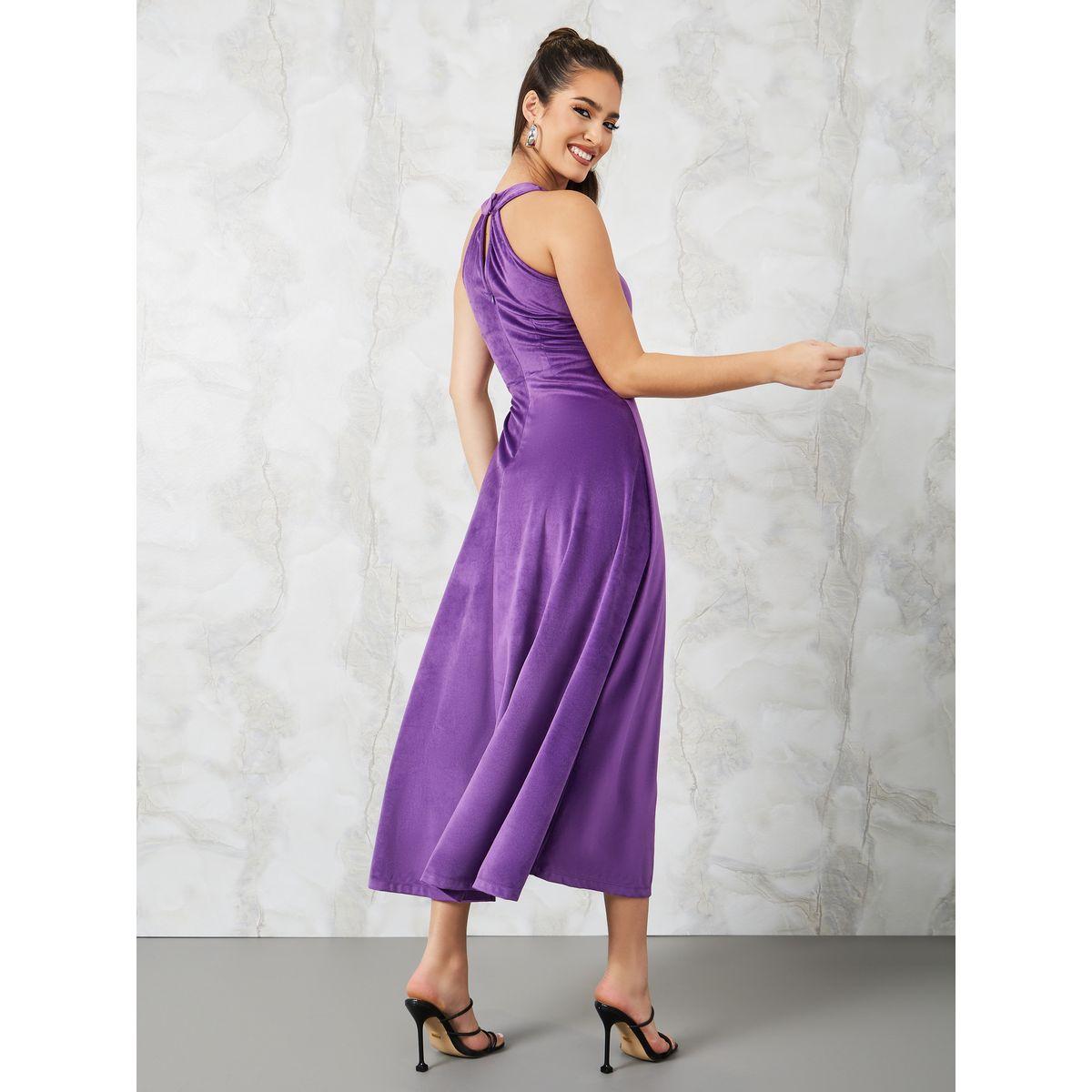 فستان طويل مخمل بياقة هولتر-women-clothing-dresses-image-4