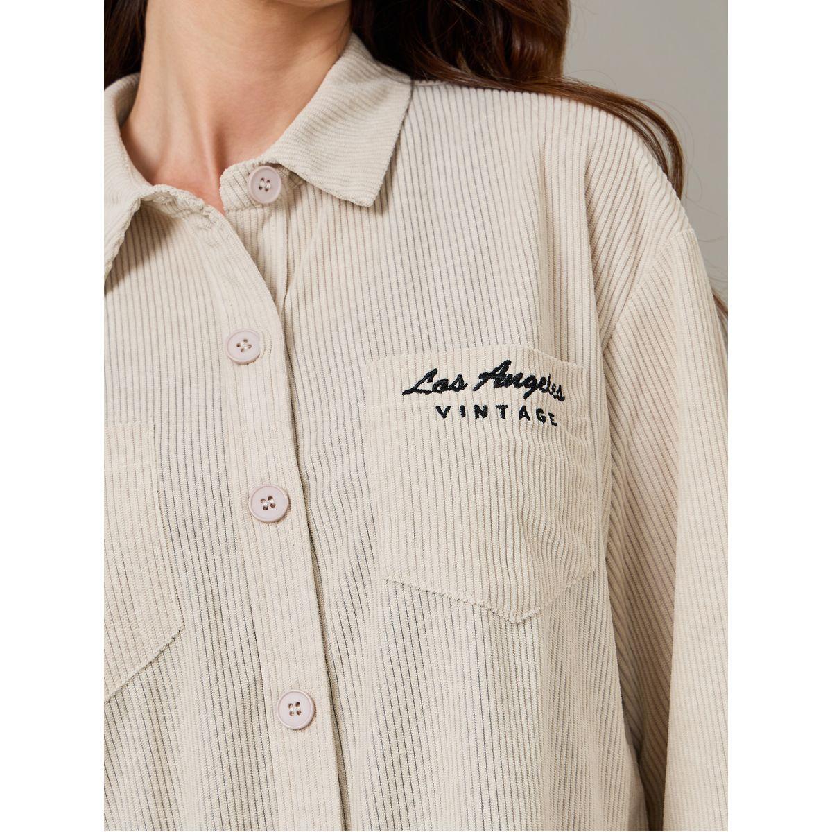 Styli Corduroy Oversized Longline Shirt with Pockets-women-clothing-shirtsandblouses-shirts-image-4