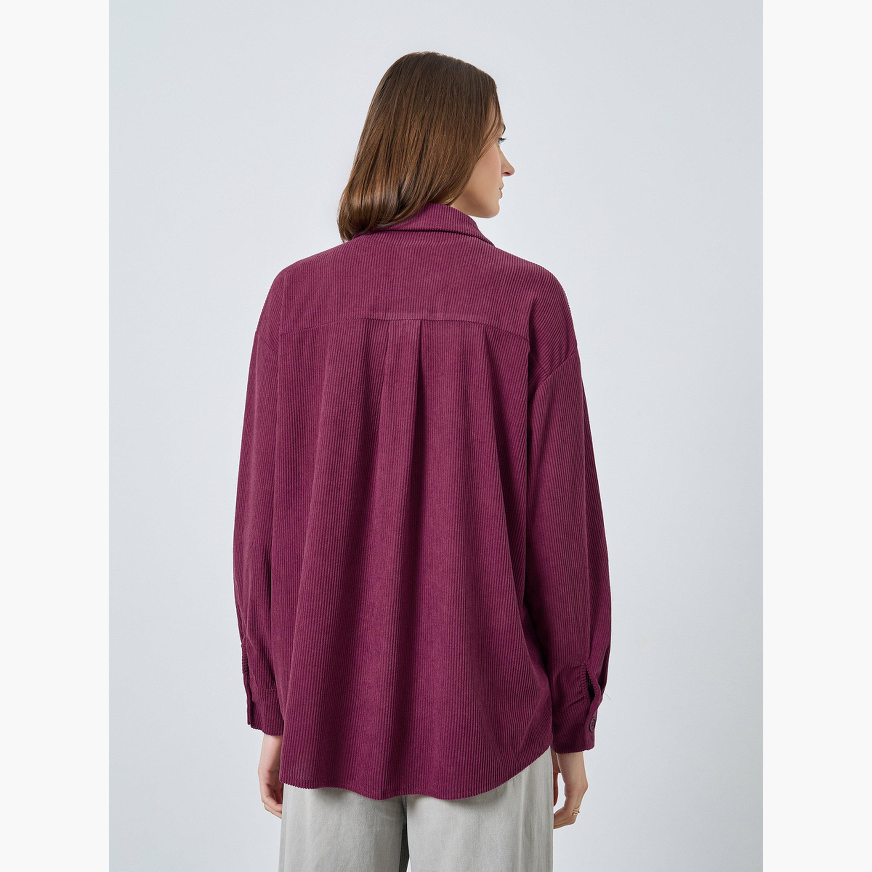 Styli Women Oversized Longline Corduroy Shirt with Pockets-women-clothing-shirtsandblouses-shirts-image-5