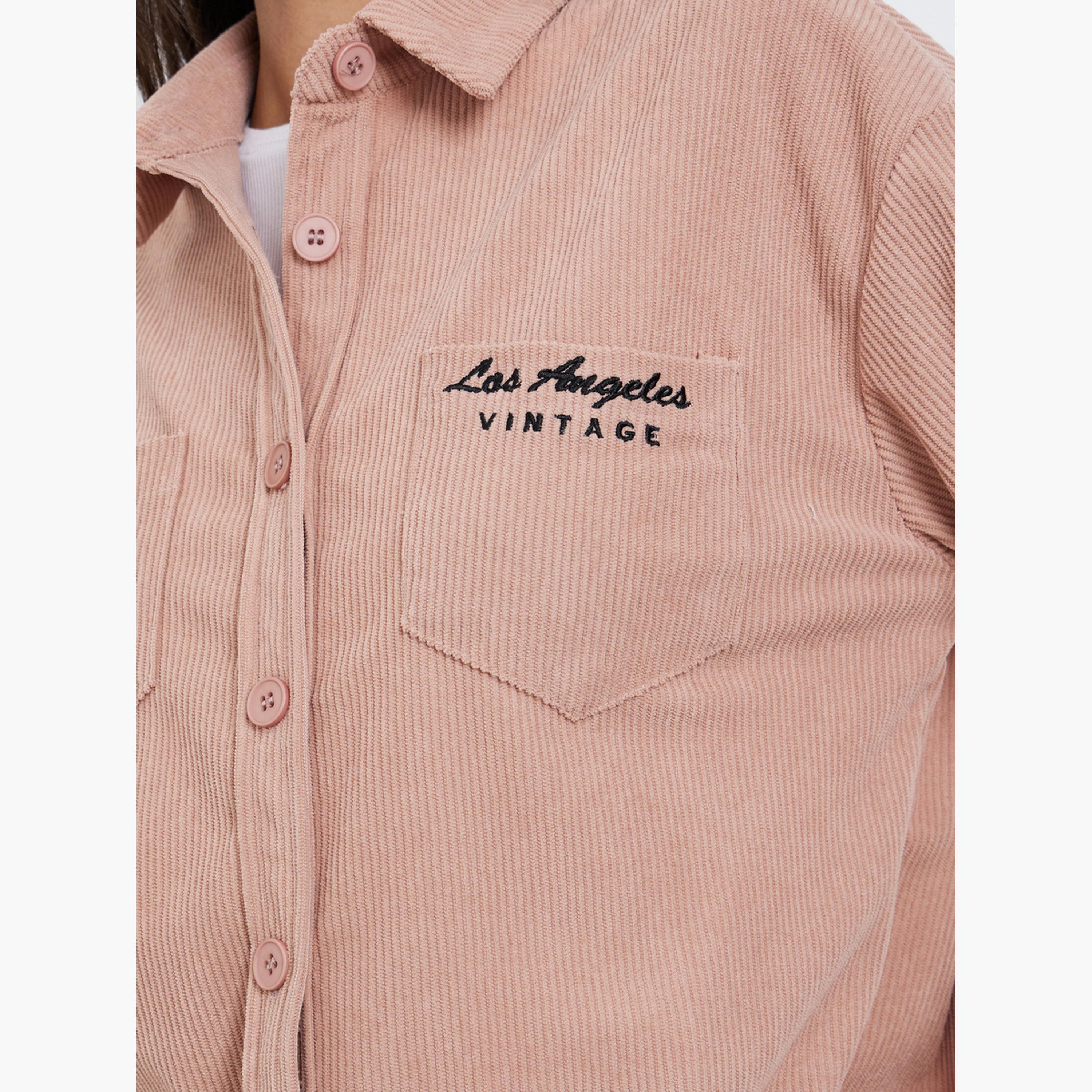 ستايلي - قميص مخملي طويل تصميم واسع مع جيوب للنساء-women-clothing-shirtsandblouses-shirts-image-4