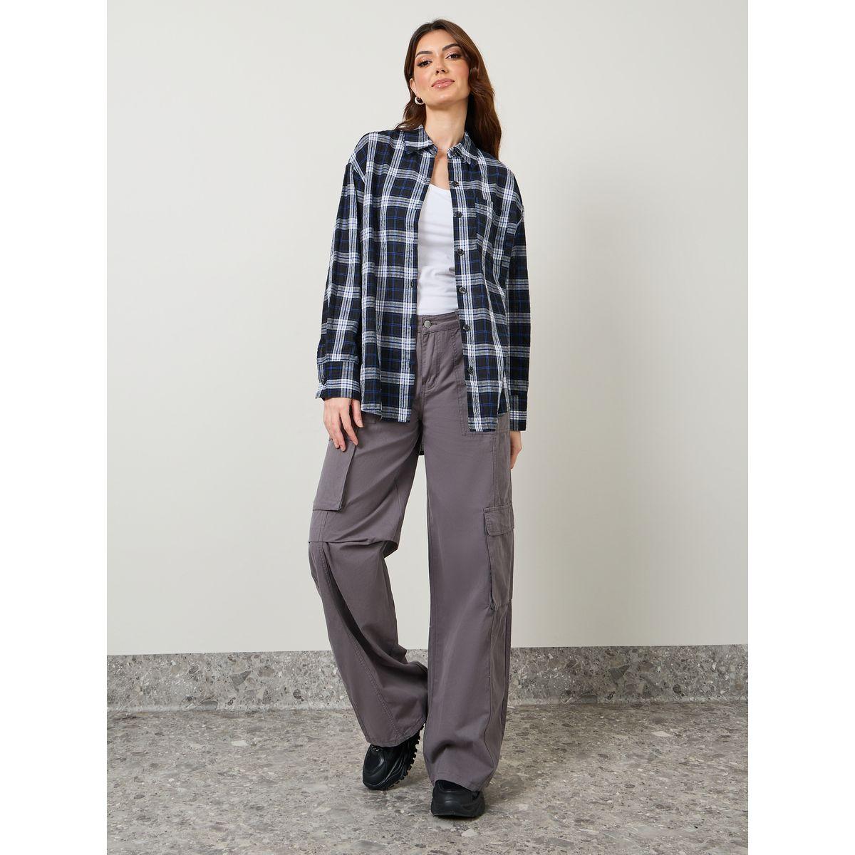Styli Checkered Print Oversized Longline Shirt-women-clothing-shirtsandblouses-shirts-image-2