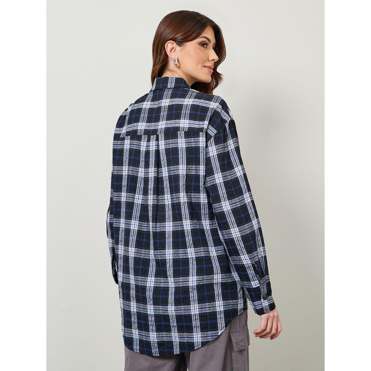 Styli Checkered Print Oversized Longline Shirt-women-clothing-shirtsandblouses-shirts-image-5