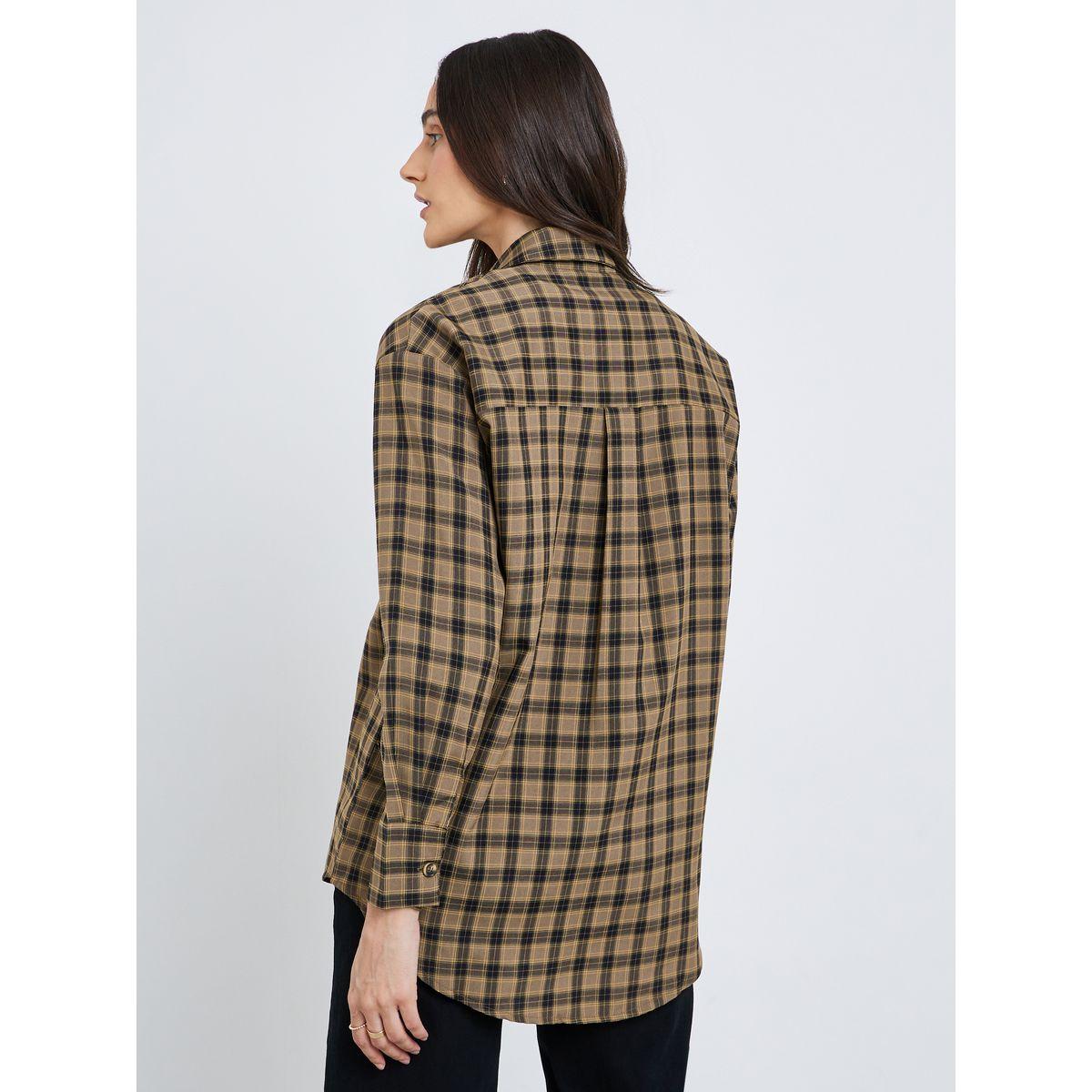 Styli Checkered Print Spread Collar Oversized Shirt-women-clothing-shirtsandblouses-shirts-image-5