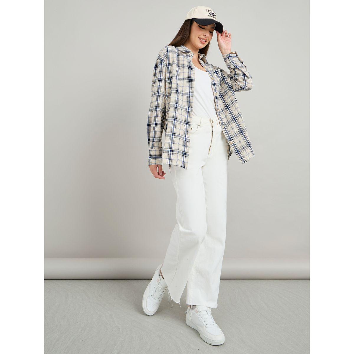 Styli Checkered Print Oversized Longline Shirt-women-clothing-shirtsandblouses-shirts-image-2