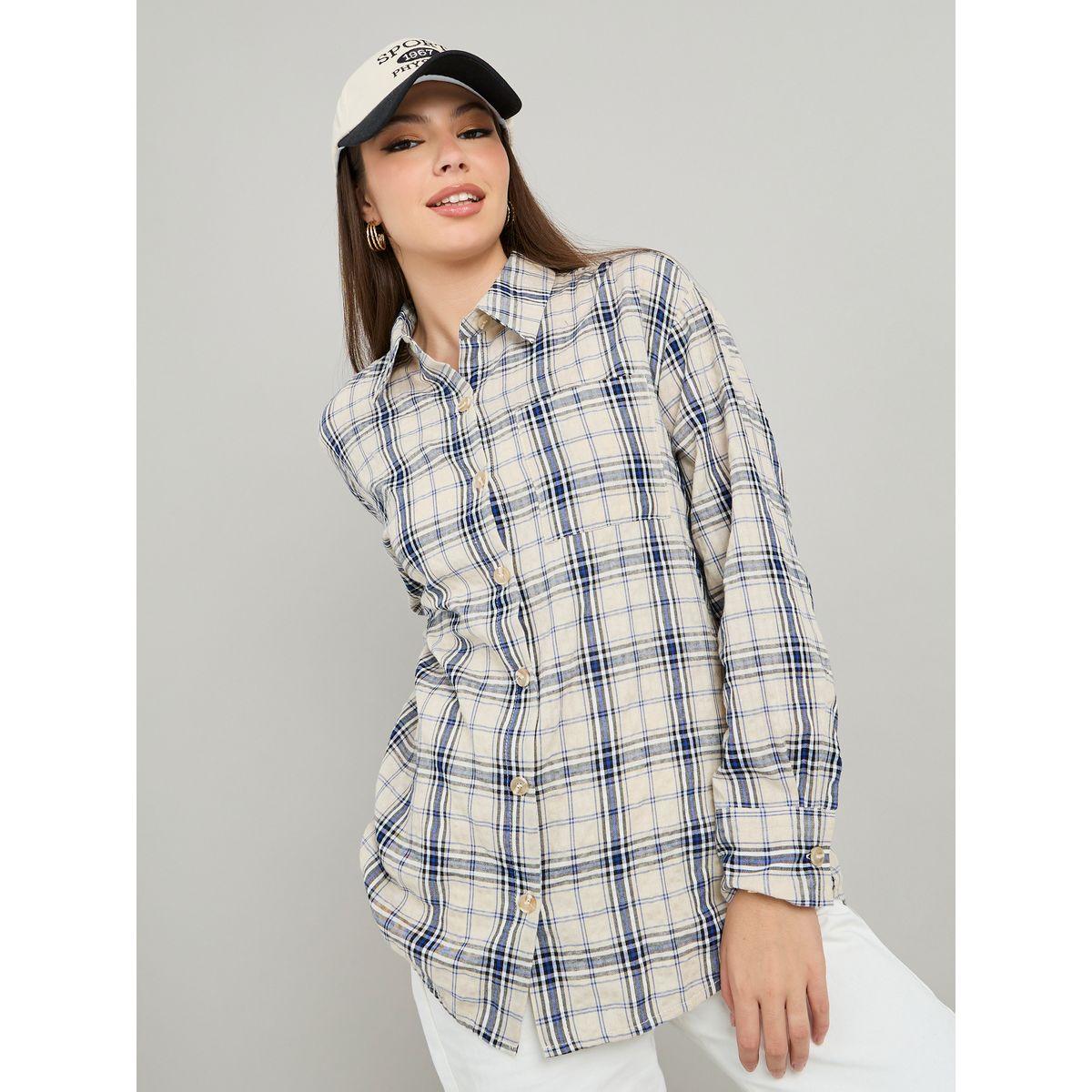 Styli Checkered Print Oversized Longline Shirt-women-clothing-shirtsandblouses-shirts-image-3