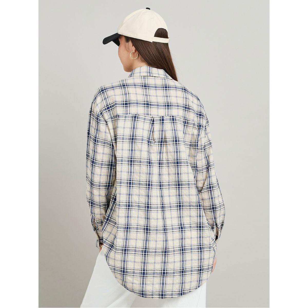 Styli Checkered Print Oversized Longline Shirt-women-clothing-shirtsandblouses-shirts-image-5