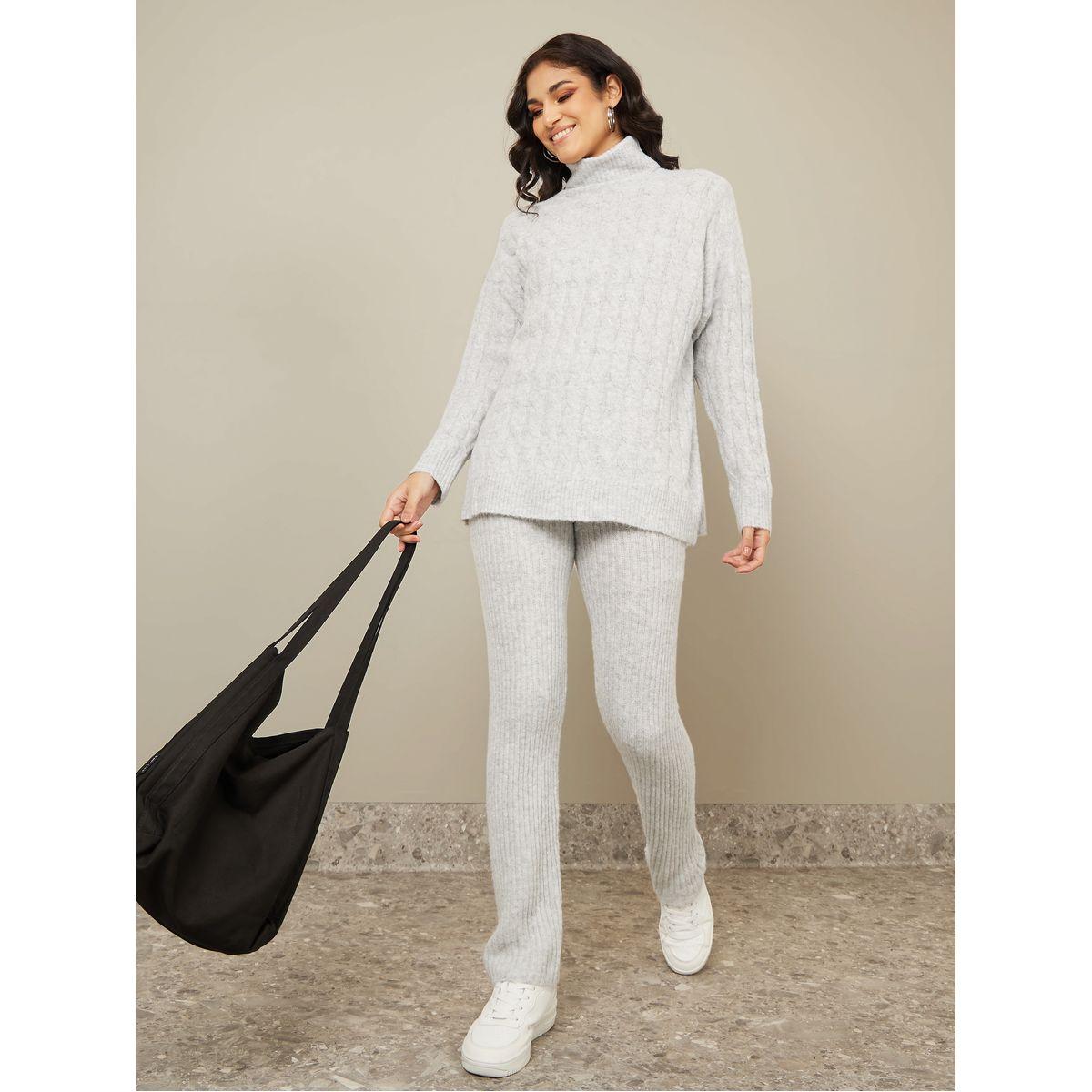 Styli Oversized Cable Knit Sweater & Rib Knit Pants Co-Ords-women-clothing-coordsets-image-1