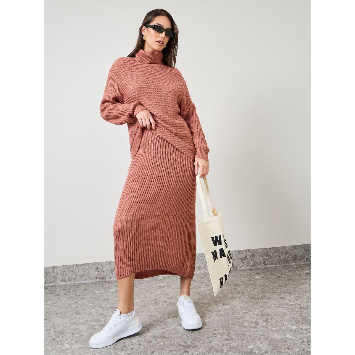 Styli Rib Knit Sweater & Midi Skirt Co-Ords-women-clothing-coordsets-image-1