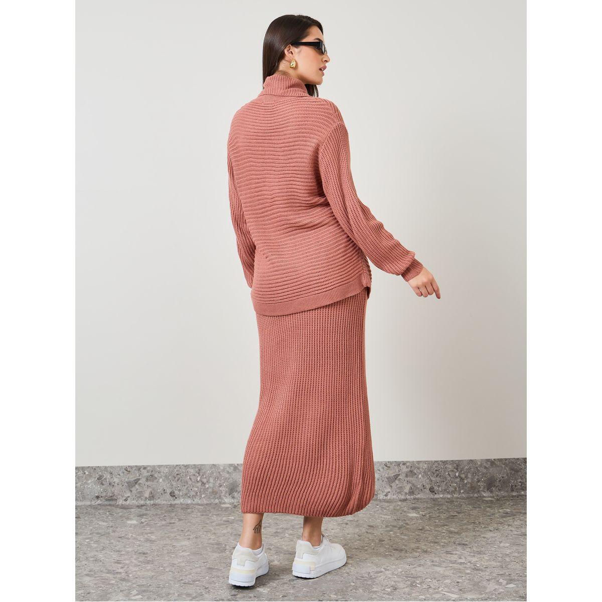 Styli Rib Knit Sweater & Midi Skirt Co-Ords-women-clothing-coordsets-image-5