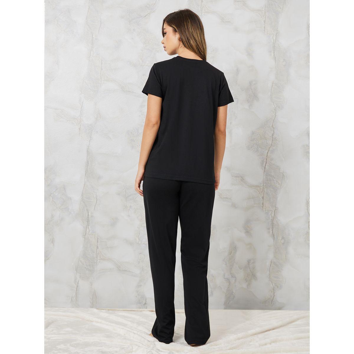 طقم بيجاما من ( تيشيرت + بنطال )-women-clothing-nightwear-pyjamas-longsets-image-4