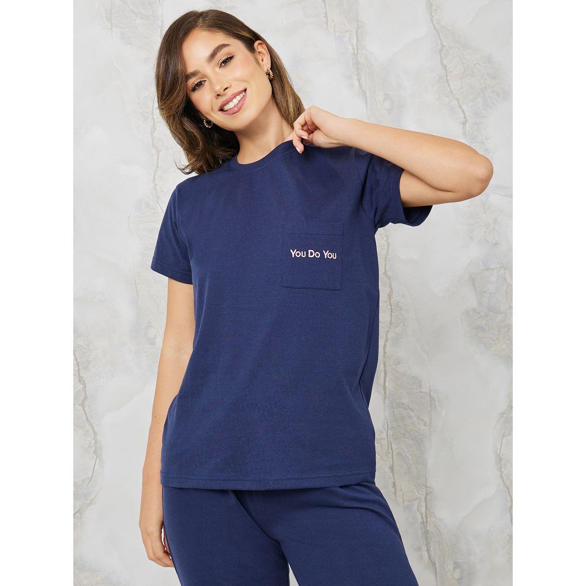 Styli Unwind Embroidered Pocket T-Shirt & Pyjama Set-women-clothing-nightwear-pyjamas-longsets-image-2
