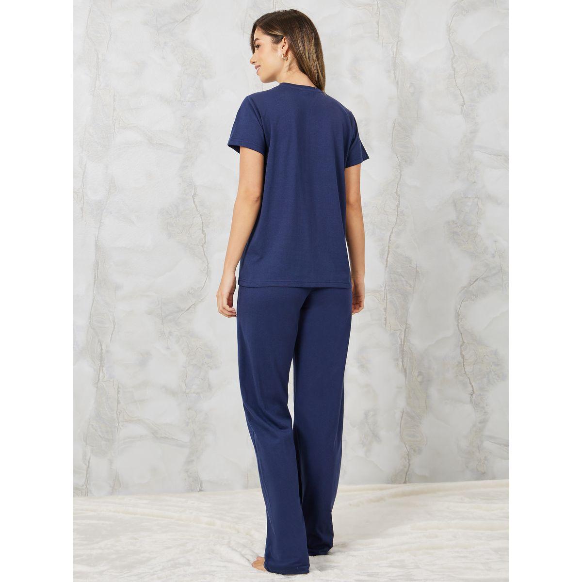 Styli Unwind Embroidered Pocket T-Shirt & Pyjama Set-women-clothing-nightwear-pyjamas-longsets-image-5