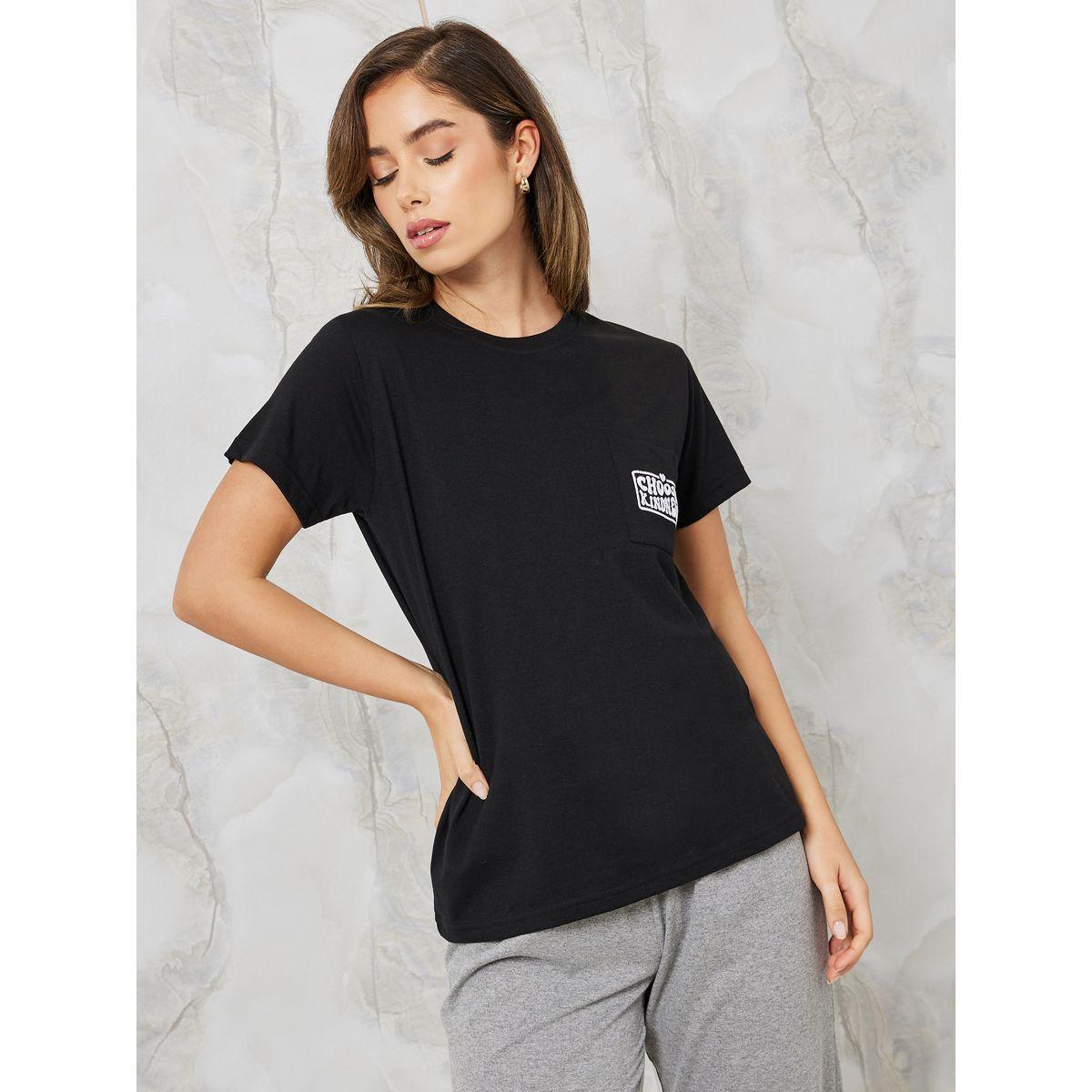 Styli Unwind Choose Kindness Embroidered Pocket Tee & Pyjama Set-women-clothing-nightwear-pyjamas-longsets-image-2