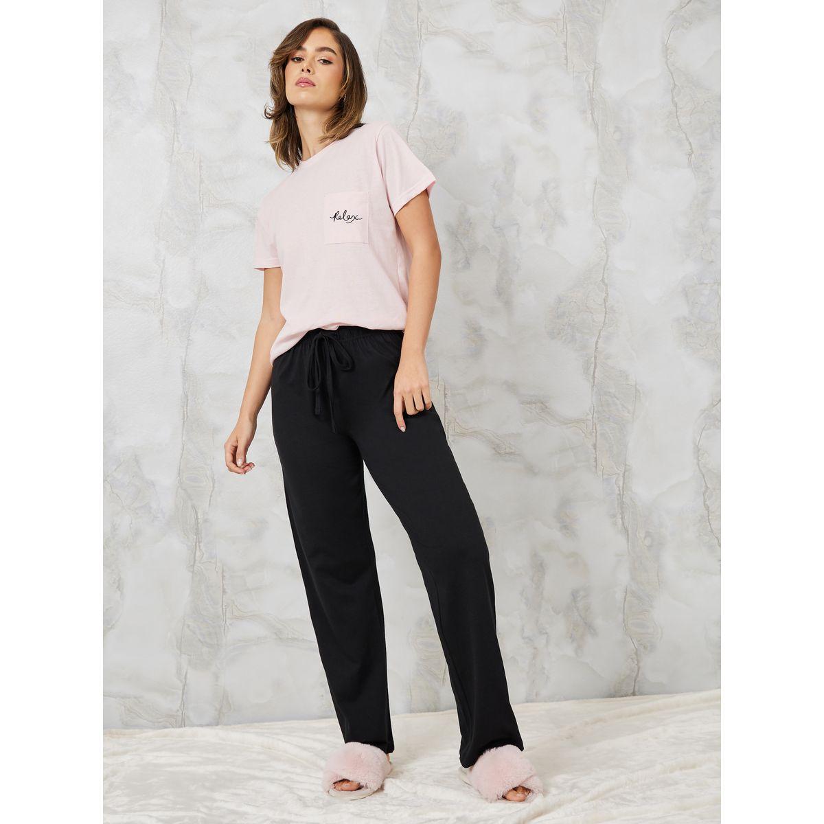 Styli Unwind Relax Embroidered Pocket Tee & Pyjama Set-women-clothing-nightwear-pyjamas-longsets-image-1