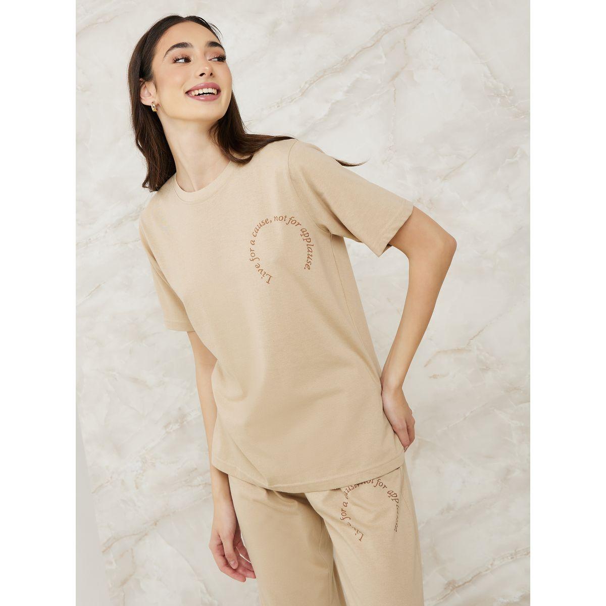Styli Unwind Live For A Cause Slogan T-Shirt & Pyjama Set-women-clothing-nightwear-pyjamas-longsets-image-2