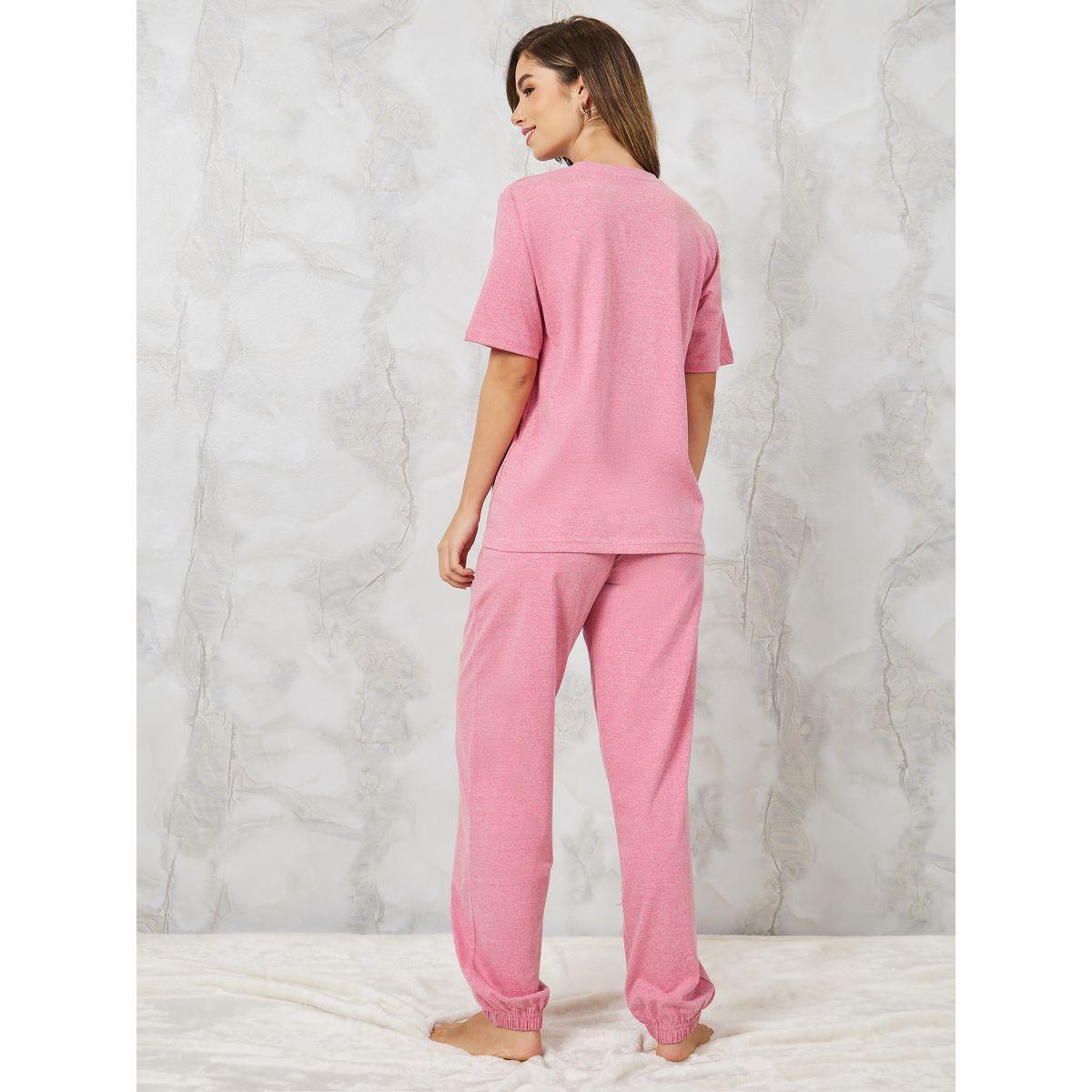 Styli Unwind Brooklyn Print T-Shirt & Solid Pyjama Set-women-clothing-nightwear-pyjamas-longsets-image-5