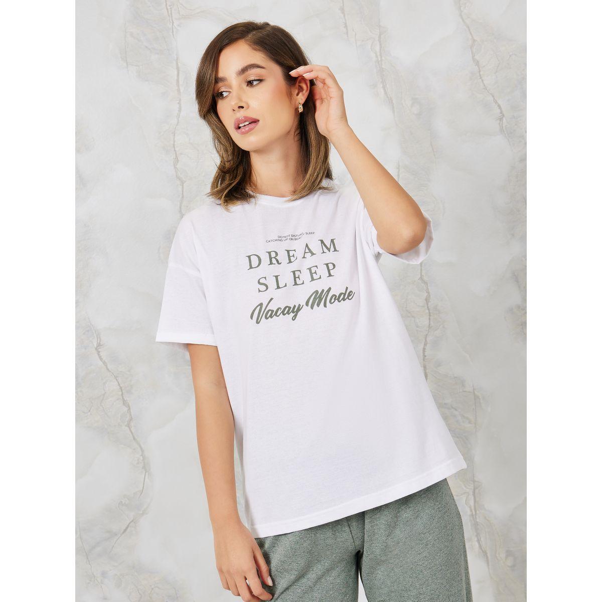 Styli Unwind Slogan Printed T-Shirt & Ruffle Waist Pyjama Set-women-clothing-nightwear-pyjamas-longsets-image-2