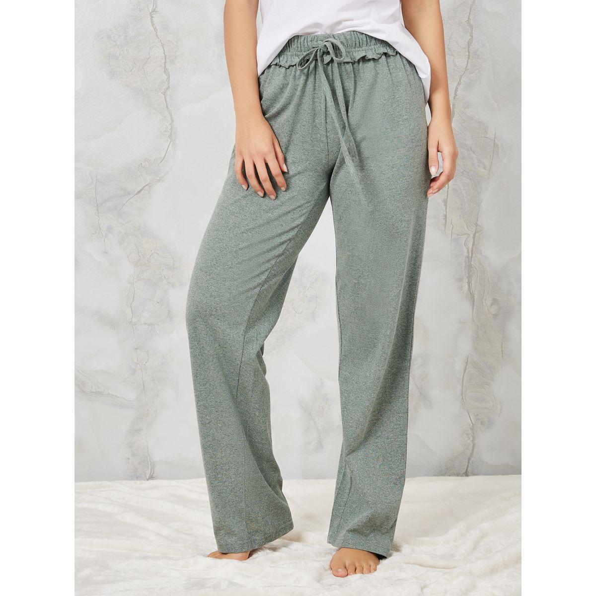 Styli Unwind Slogan Printed T-Shirt & Ruffle Waist Pyjama Set-women-clothing-nightwear-pyjamas-longsets-image-5