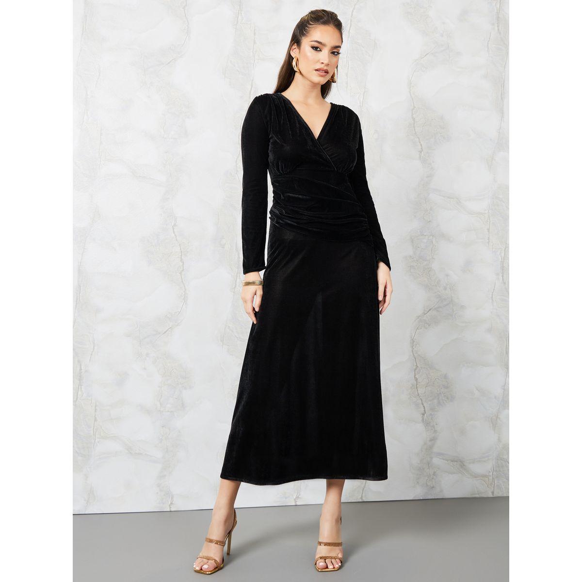 فستان طويل مخمل بحافة واسعة-women-clothing-dresses-image-1