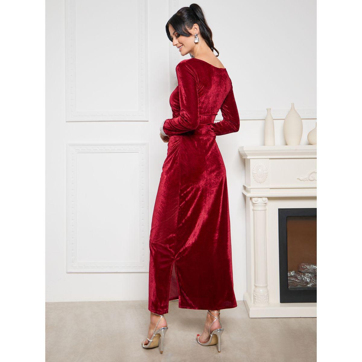 فستان طويل مخمل بحافة واسعة-women-clothing-dresses-image-5