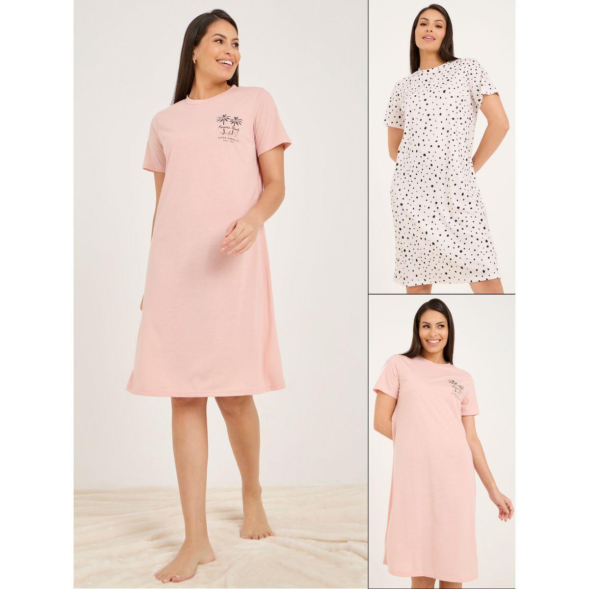 مجموعة من 2 قميص نوم بياقة دائرية-women-clothing-nightwear-nighties-image-1
