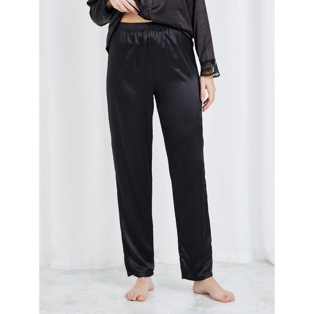 Styli Unwind Floral Embroidered Lace Edge Trim Satin Shirt & Pyjama Set-women-clothing-nightwear-pyjamas-longsets-image-5