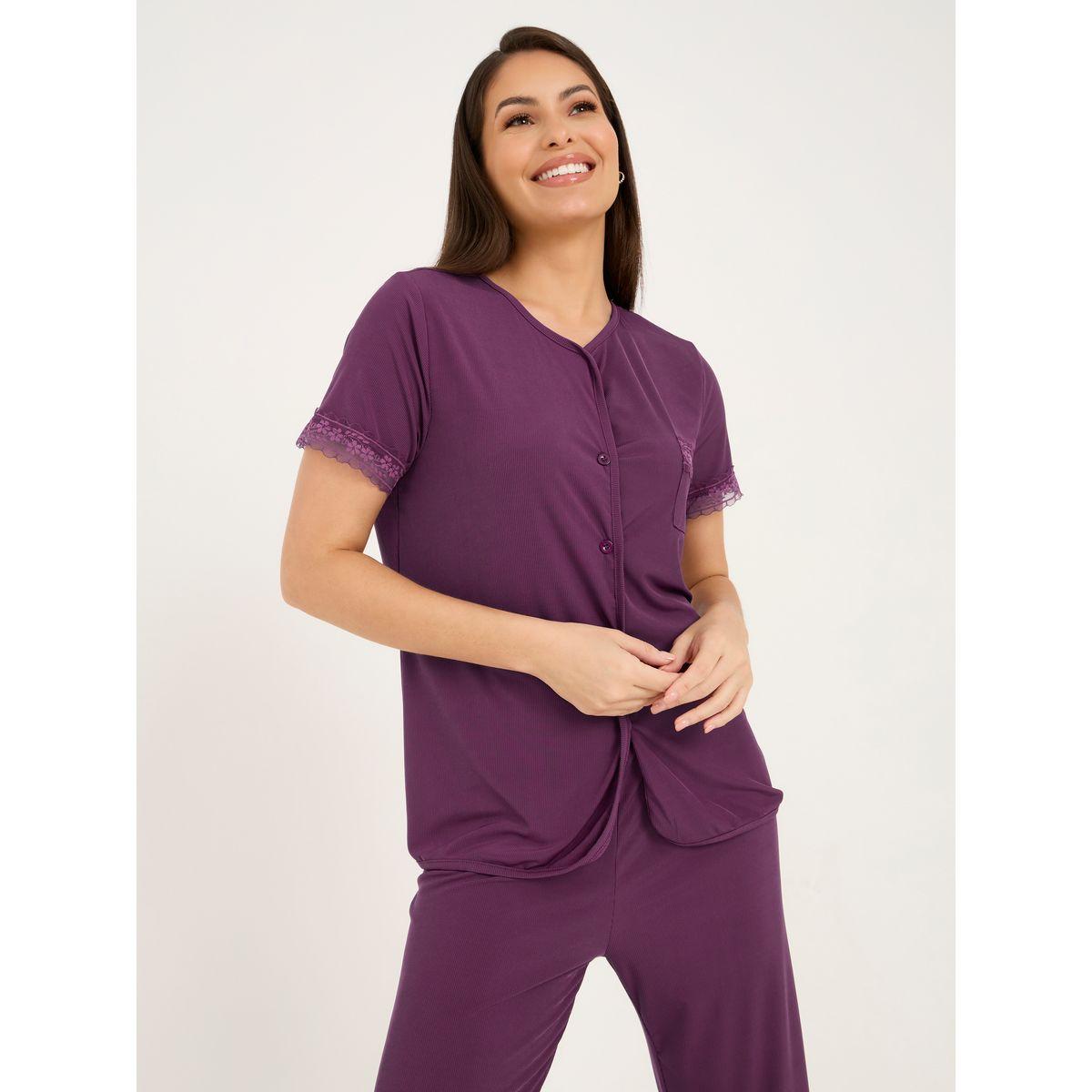 Styli Unwind Ribbed Lace Trim Shirt & Pyjama Set-women-clothing-nightwear-pyjamas-longsets-image-2
