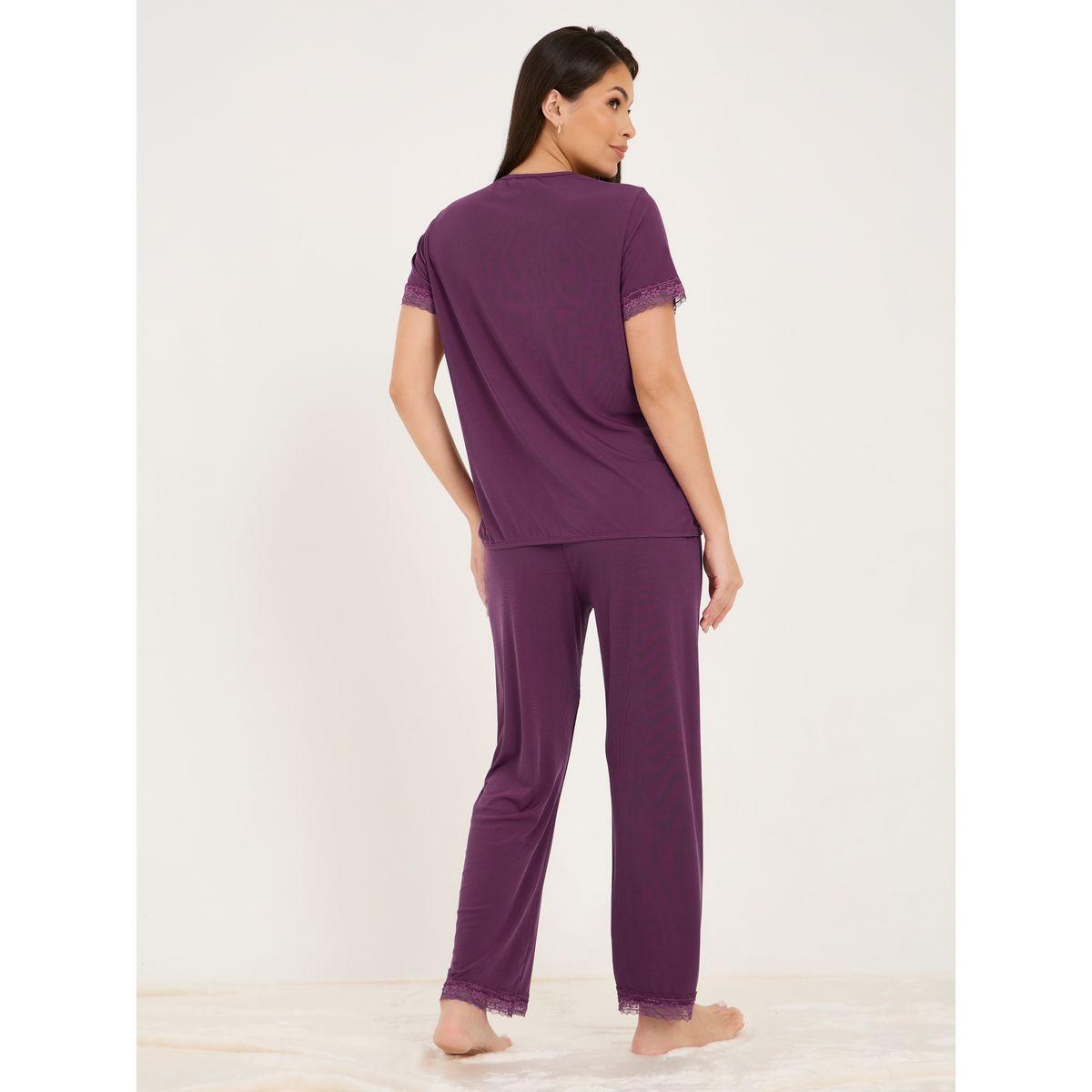 Styli Unwind Ribbed Lace Trim Shirt & Pyjama Set-women-clothing-nightwear-pyjamas-longsets-image-5
