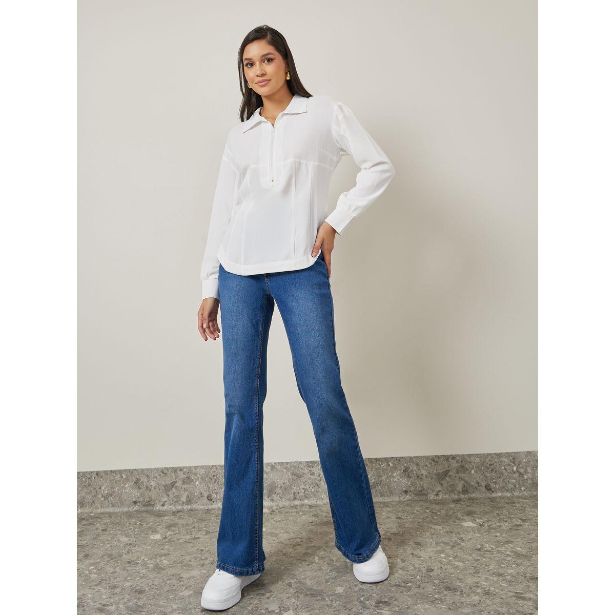 Styli Half Zip Panel Detail Regular Fit Shirt-women-clothing-shirtsandblouses-shirts-image-1