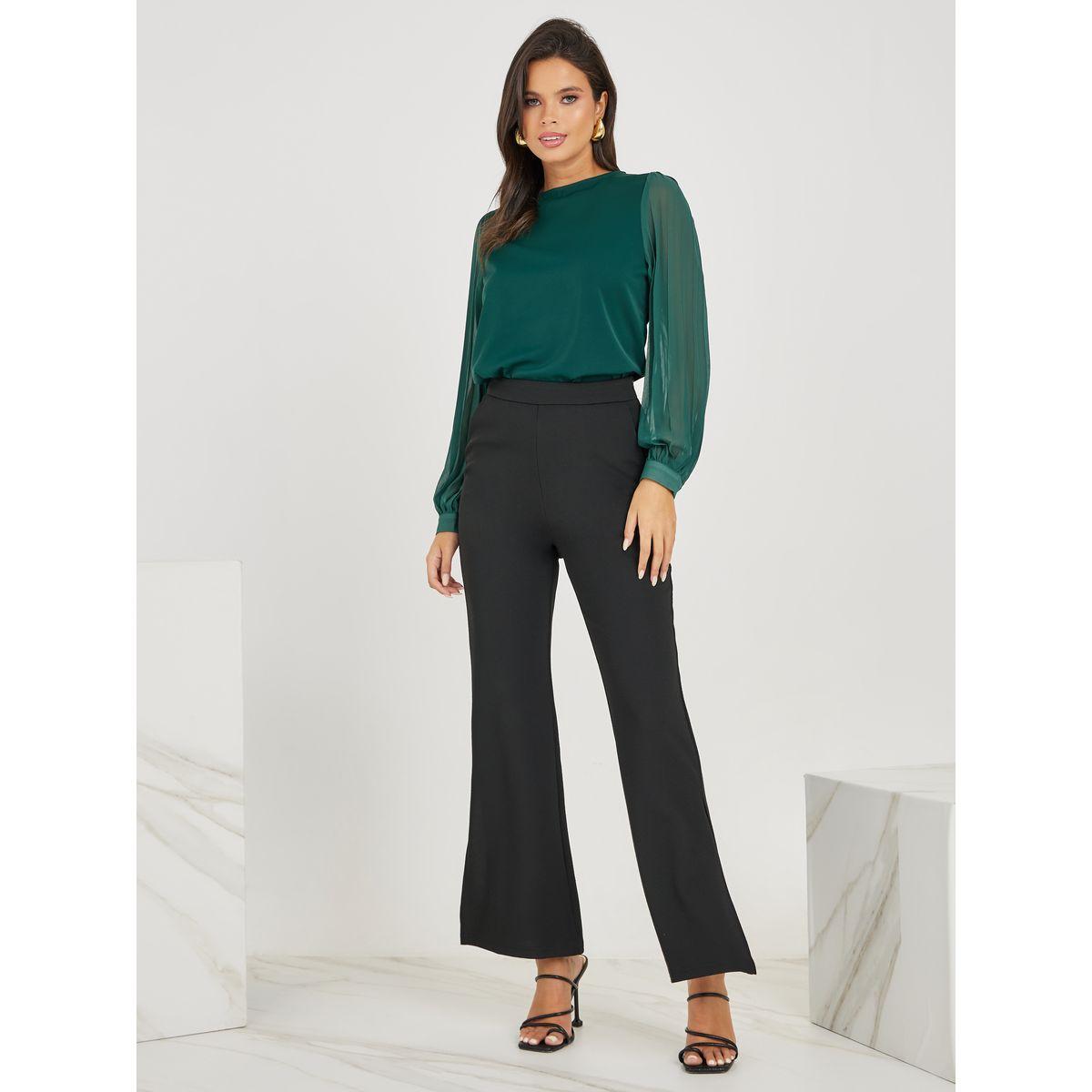 Styli Pleated Balloon Sleeve Round Neck Blouse-women-clothing-shirtsandblouses-blouses-image-2