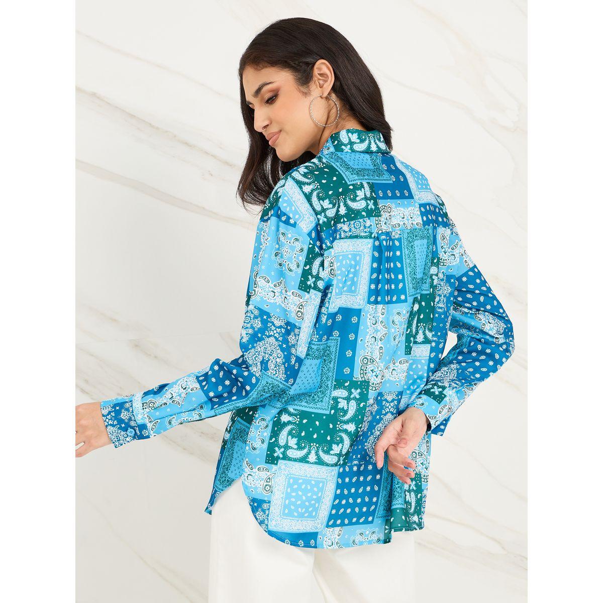 Styli Paisley Print Button Through Longline Shirt-women-clothing-shirtsandblouses-shirts-image-5