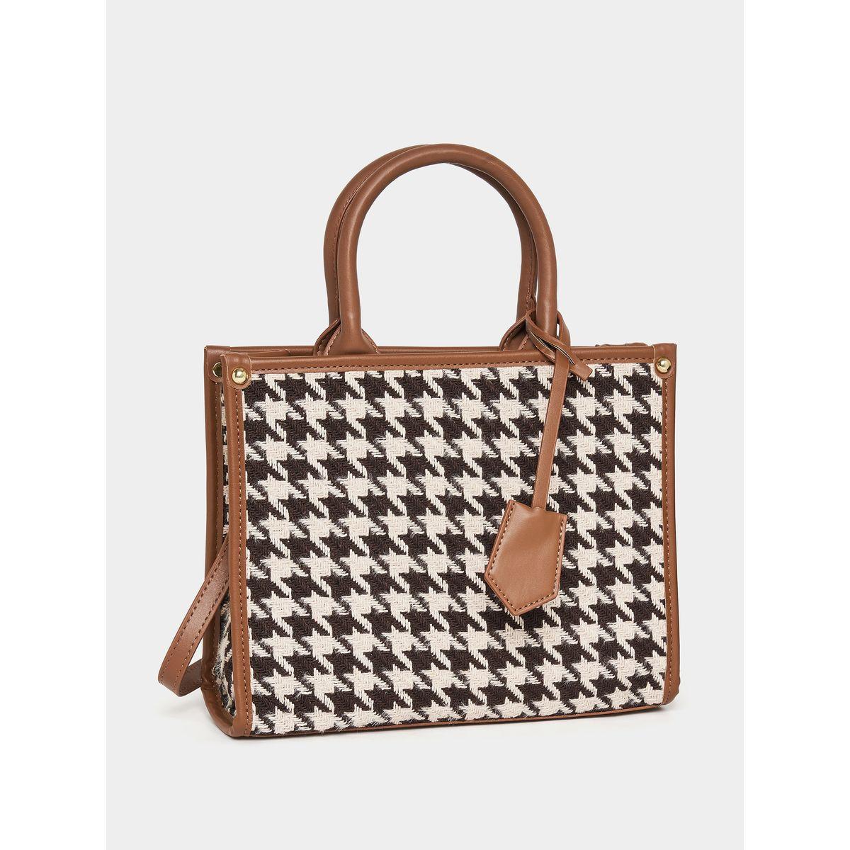 Styli Houndstooth Pattern Tote Bag-women-bagsandwallets-handbags-image-1