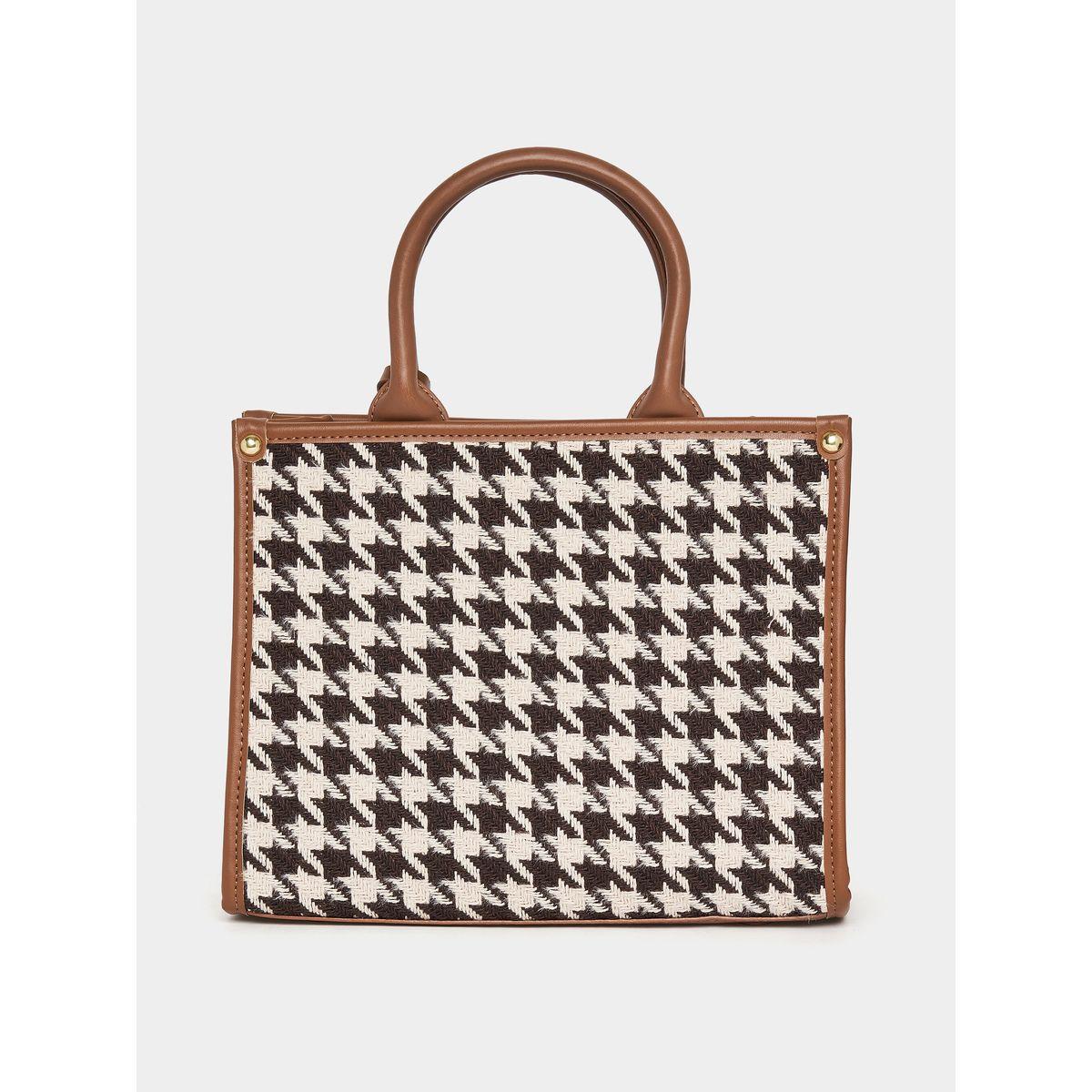 Styli Houndstooth Pattern Tote Bag-women-bagsandwallets-handbags-image-3