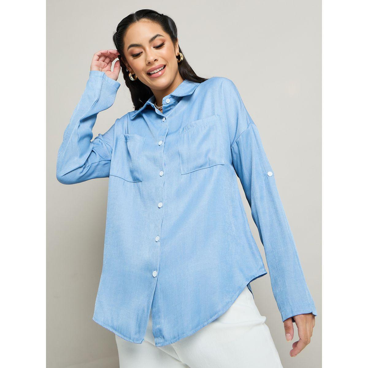 Styli Long Sleeve Button Up Longline Shirt-women-clothing-shirtsandblouses-shirts-image-1