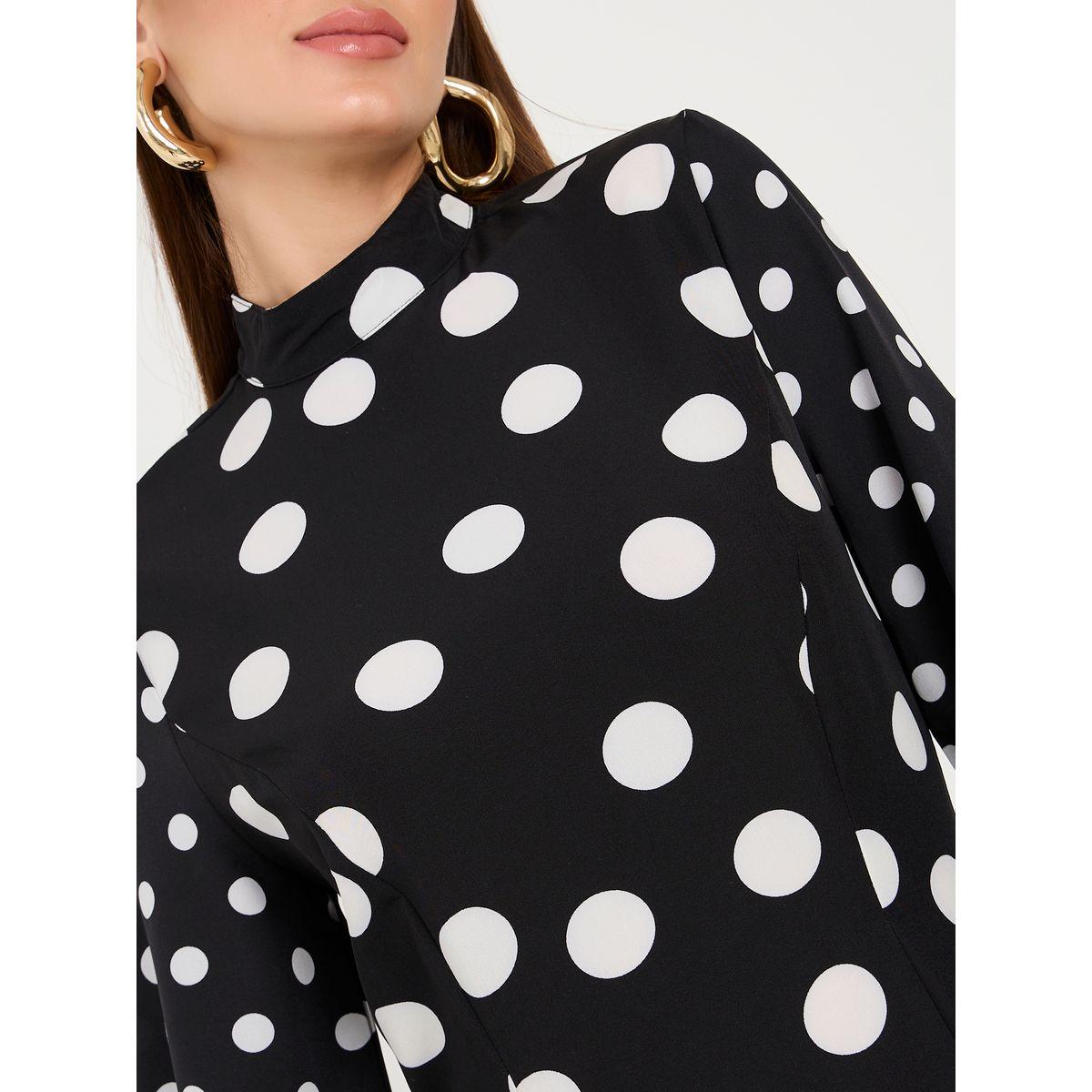 Styli Polka Dot High Neck A-Line Maxi Dress-women-clothing-dresses-image-3