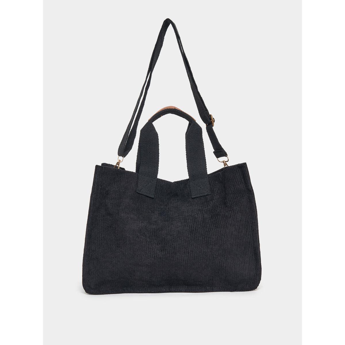 Styli Patch Design Ribbed Tote Bag-women-bagsandwallets-handbags-image-3